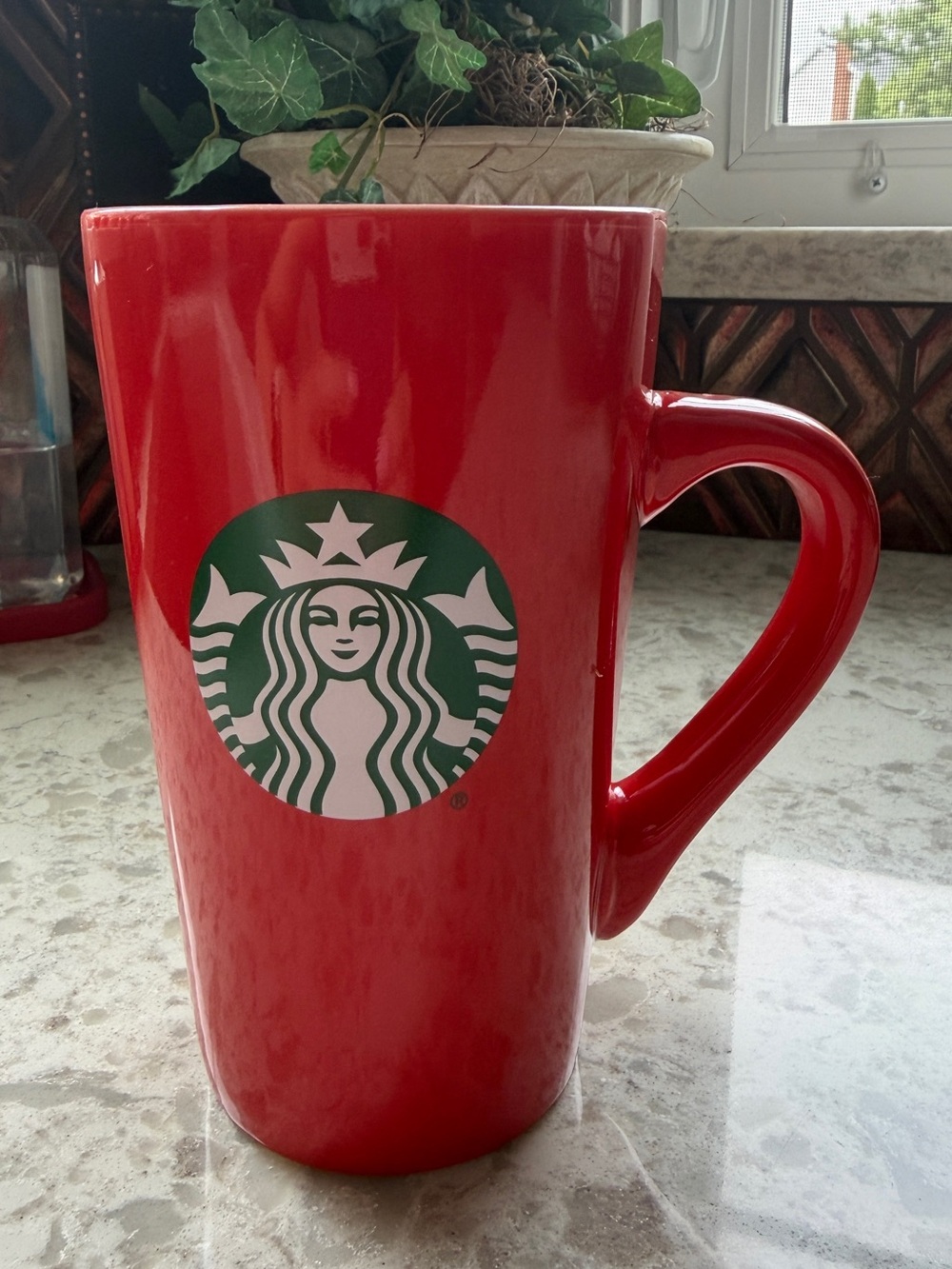 Starbucks 2024 Red Ceramic Mug with Green Siren Mermaid Logo 16oz